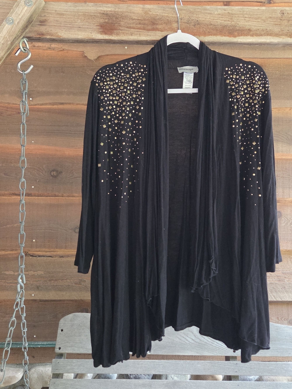NWOT Rhinestone Western Cardigan with Gold Stud Accents Lightweight Fall Accents